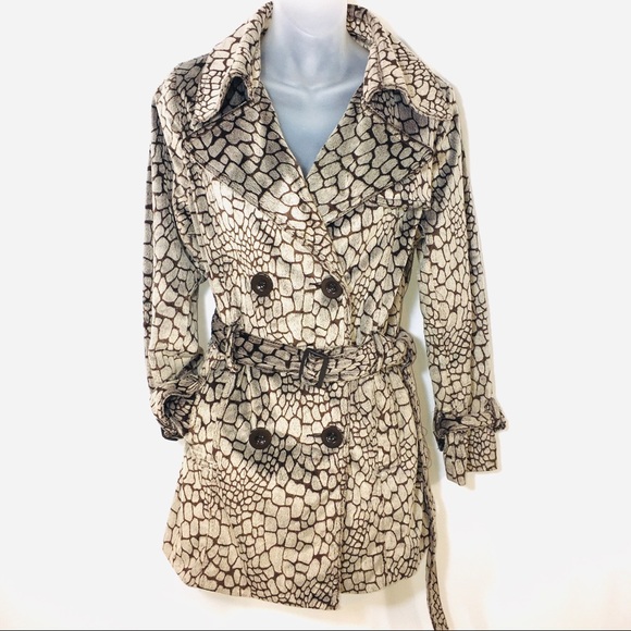 SALE!  Loire NY Animal print Trench style Jacket - Picture 1 of 7